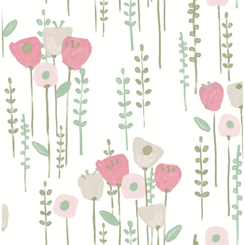 A-Street Prints Mabel Pink Floral Field Wallpaper