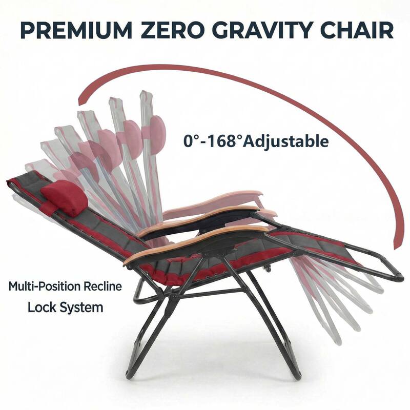 Oversized Padded Zero Gravity Chair,Foldable Patio Recliner,30"Wide Seat Anti Gravity Lounger with Cup Holder,Support 400 LBS