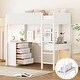 preview thumbnail 80 of 93, Teddy Fleece Loft Bed with Foldable Study Table, 4 Storage Drawers and Shelves Wood High LoftBed Frame for Bedroom White - Twin