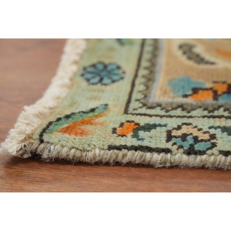 Hand Knotted Oriental 100% Wool Carpet Traditional Floral Yellow & Gold Tabriz Area Rug - 11' 0'' X 7' 11''