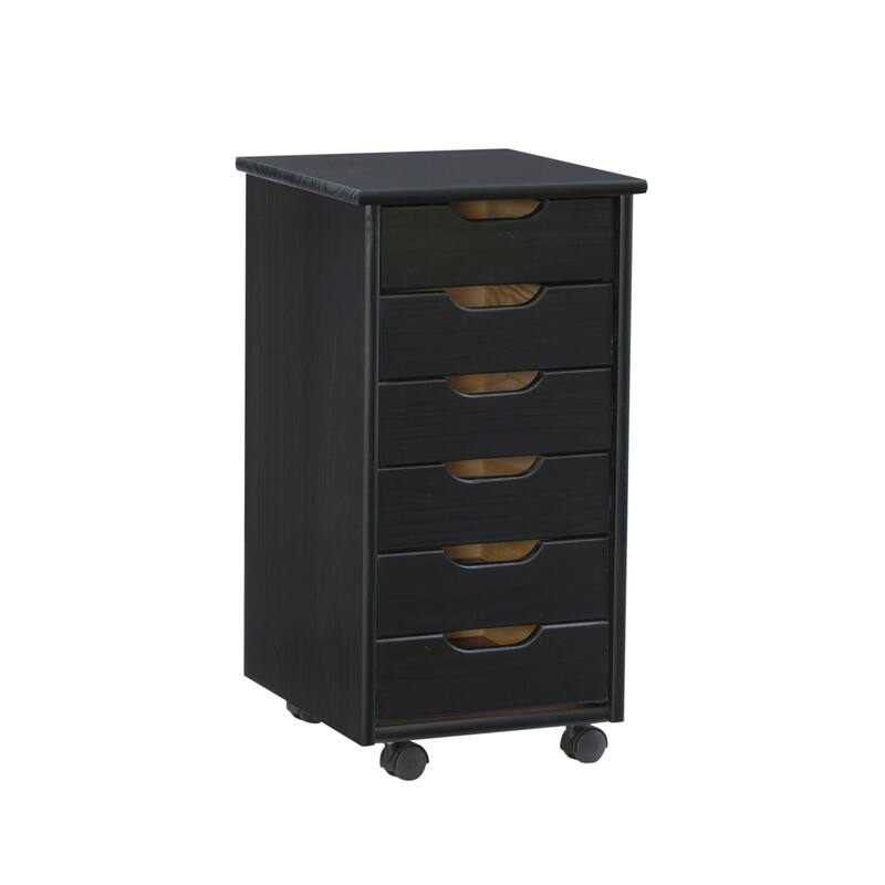 Bridgton Six Drawer Roll Cart - Black