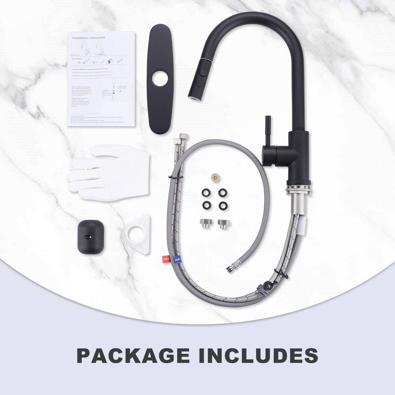 WOWOW Single Handle Pull Down Sprayer Kitchen Faucet