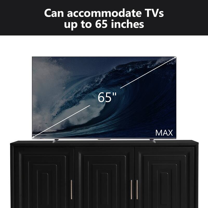 Roomfitters Modern TV Stand for up to 65 Inch TV, Media Console Cabinet with Two Spacious Storage Compartments