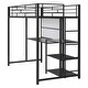 preview thumbnail 6 of 7, Metal Loft Bed Frame with Desk and Whiteboard, Twin Size Loft Bed with 3 Shelves, Ladder and Guardrails for Kids, Teens - Black