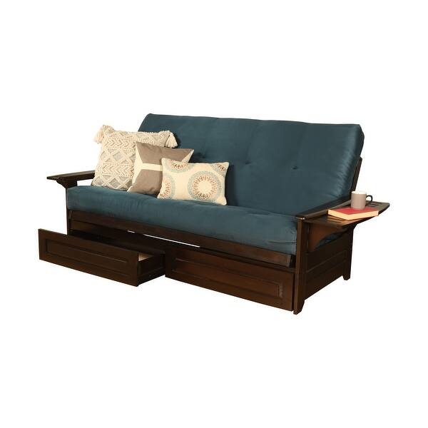 Espresso or White Finish Frame w//Drawer Set Medium Oak Finish Frame Only Pheonix Hardwood Futon w//Option to Add Drawer Set Oak