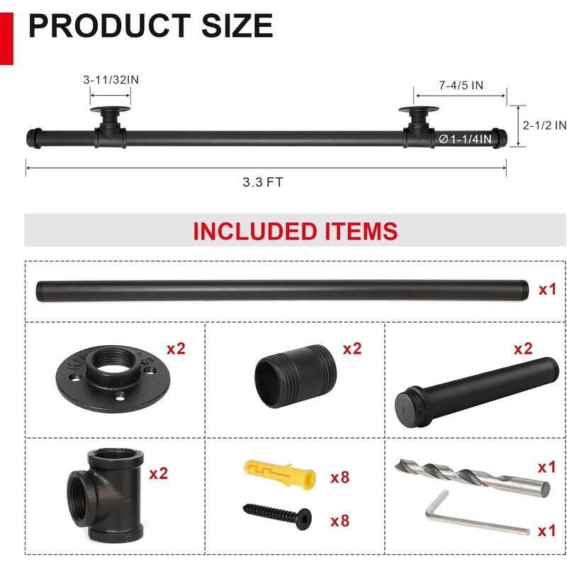 Staircase Handrail Wall Mount Handrail for Indoor Stair, Industrial Pipe Stair Handrails Grab Bar