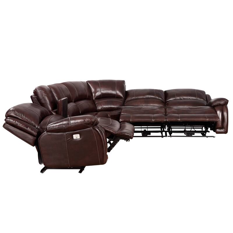 Steve Silver Douglas 6-piece Genuine Leather Power Reclining Sectional