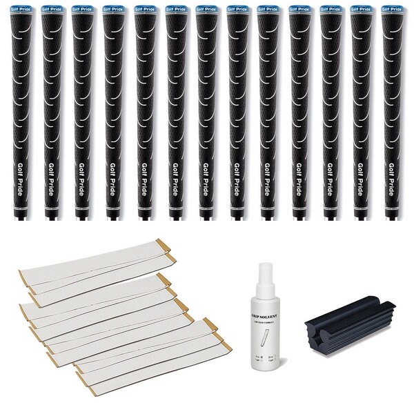 Golf Pride VDR Midsize Black - 13 pc Golf Grip Kit (with tape, solvent, vise clamp)