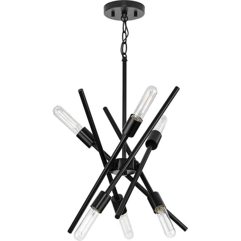 Astra Collection 6-Light 22 in. Matte Black Modern Chandelier - Medium
