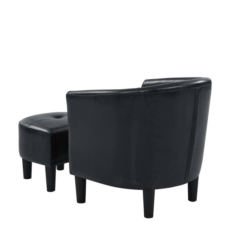 Barrel Chair with Ottoman,For Living Room,Black Plastic Legs