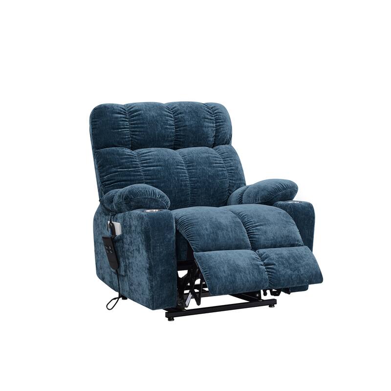 Red Dual OKIN Motor Lift Recliner for Seniors with Heat, Massage, 180° Lay Flat Capability, Adjustable Backrest & Footrest