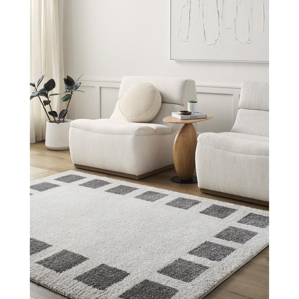 Livabliss Fossay Shag Modern & Contemporary Checkered Washable Area Rug