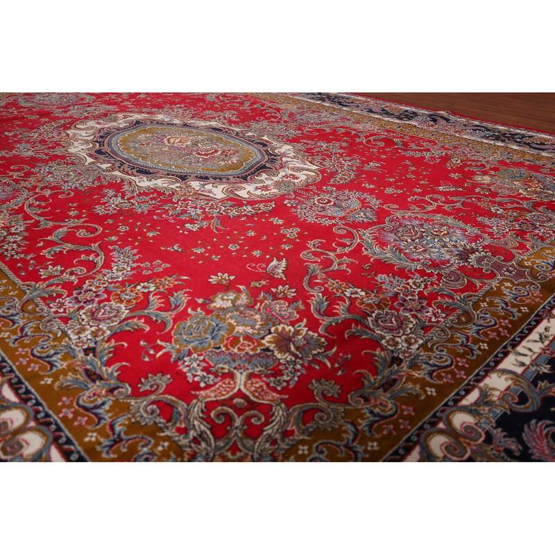 Victorian Style Red Kashan Turkish Area Rug Red Machine Made Carpet - 9'8" x 12'8"