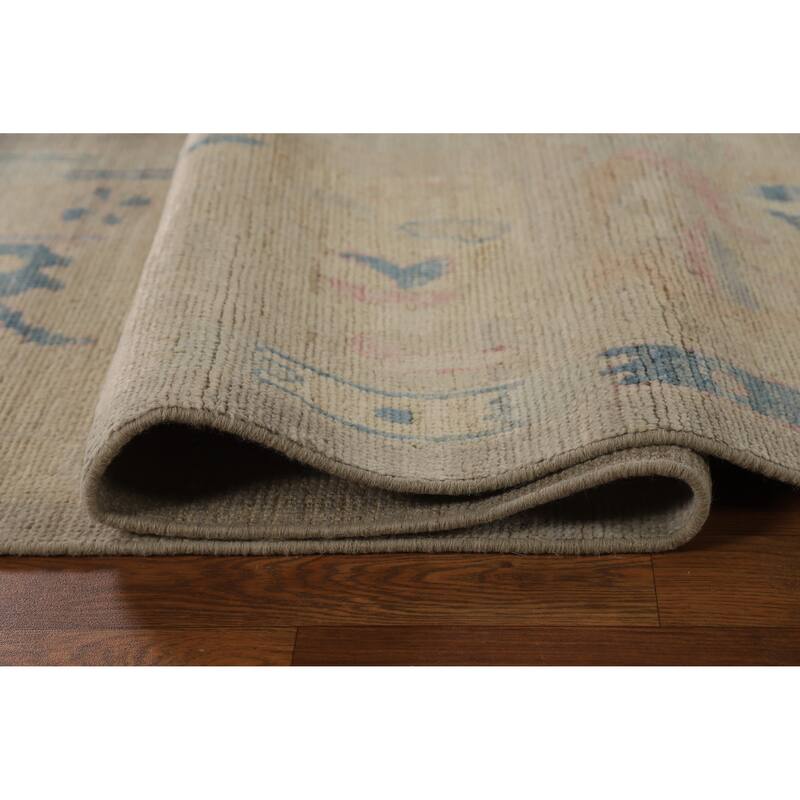 Hand Knotted Oriental 100% Wool Carpet Transitional All-Over Greys & Charcoal Oushak Area Rug - 11' 9'' X 8' 9''