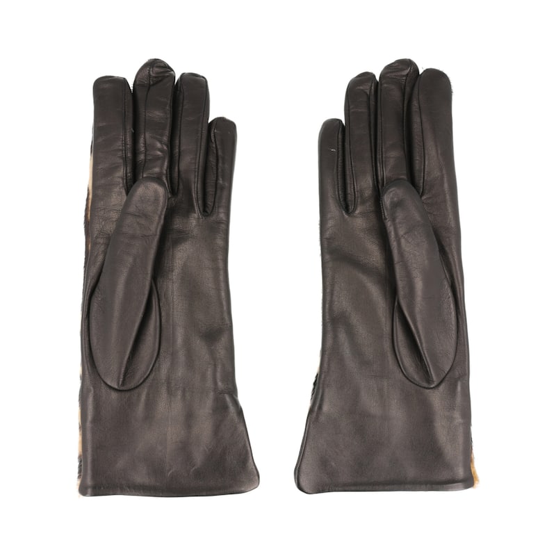 Ferragamo Leopard Print Pony Hair Leather Gloves - 75