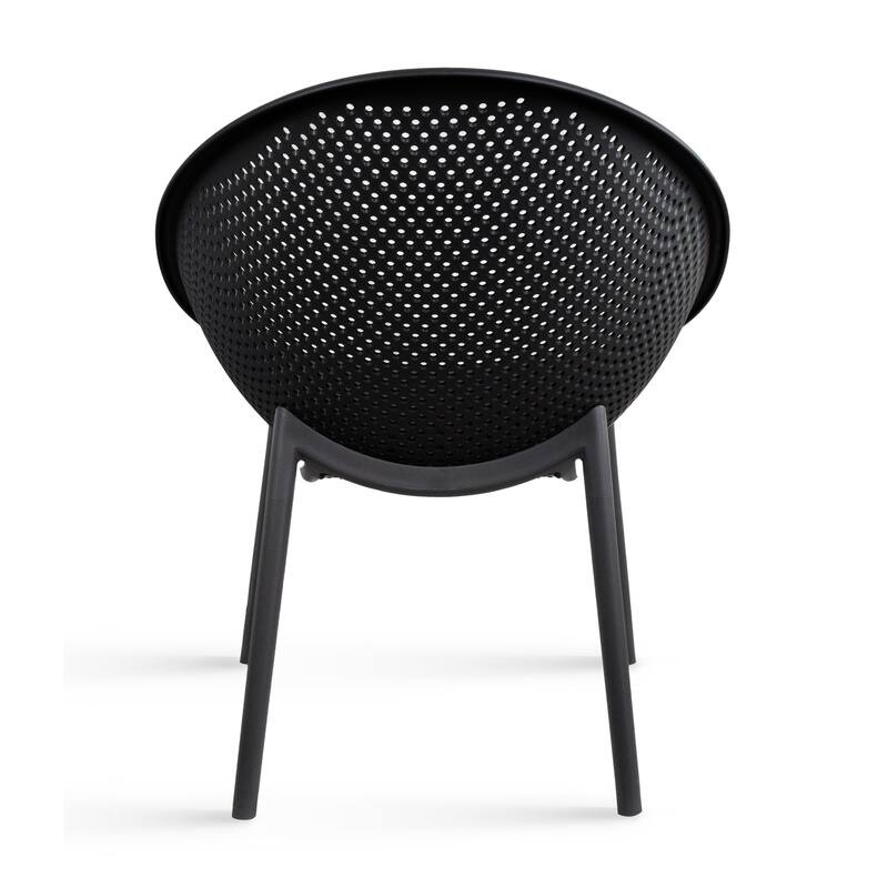 Set of 2 Modern Plastic Lounge Chair Plastic Legs with Polka Dots Spot Breathable for Patio Outdoor or Indoor Use