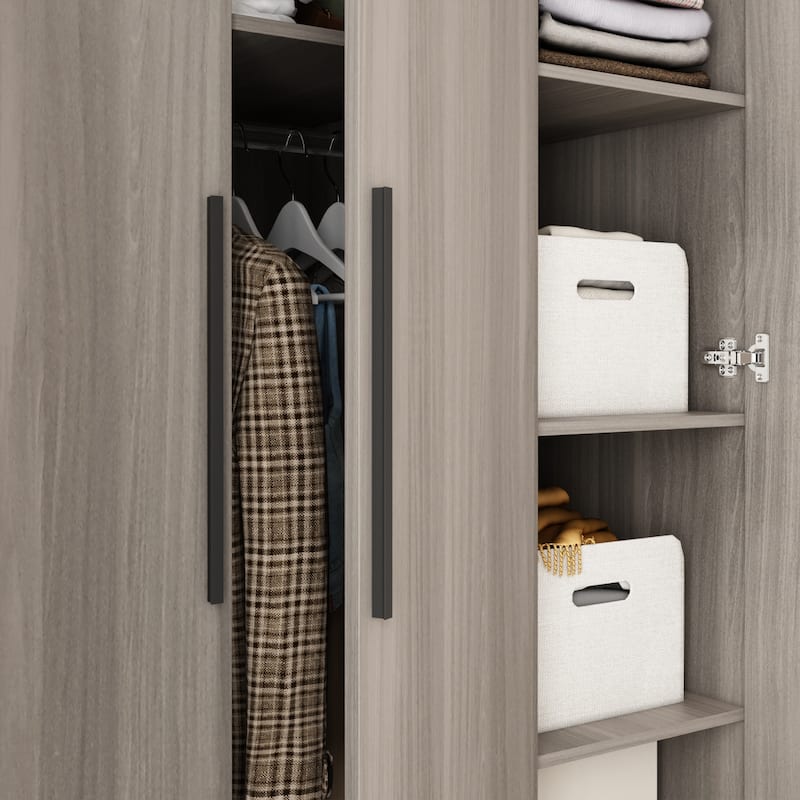 70." H x 47.2" W Wardrobe Cabinet Armoire Three Doors In White Closet