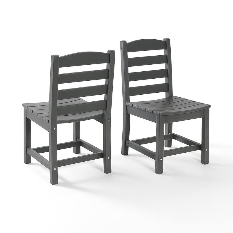 Armless Outdoor Chairs - HDPE Material Set of 2, Weather Resistant