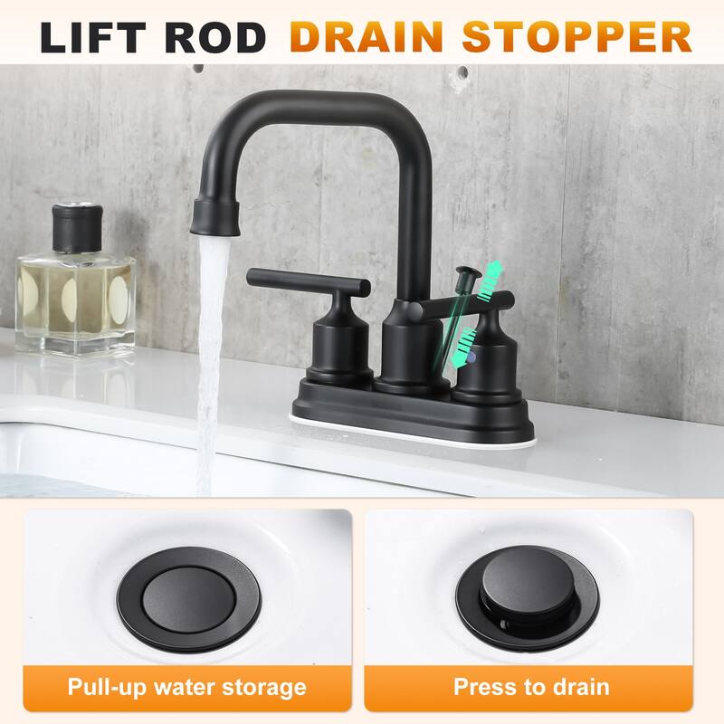 WOWOW 4 in. Centerset Double Handle Bathroom Faucet
