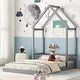 preview thumbnail 4 of 16, Full Roof-Framed Headboard Floor Bed with Headboard Guardrails, Without Slats Grey