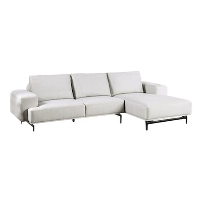 Aera Sectional Sofa w Right Chaise, Light Gray Wool, Black, 119 Inch