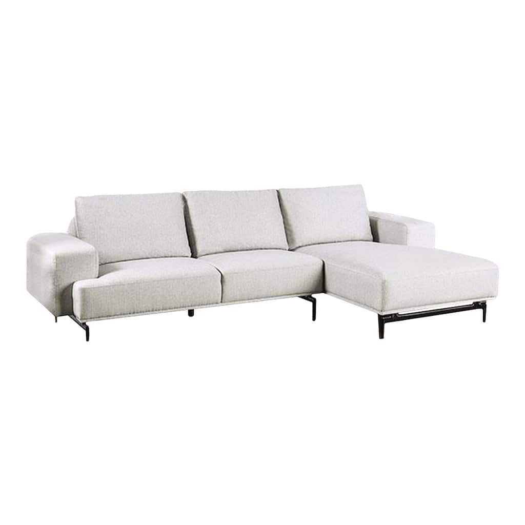 Aera Sectional Sofa w Right Chaise, Light Gray Wool, Black, 119 Inch