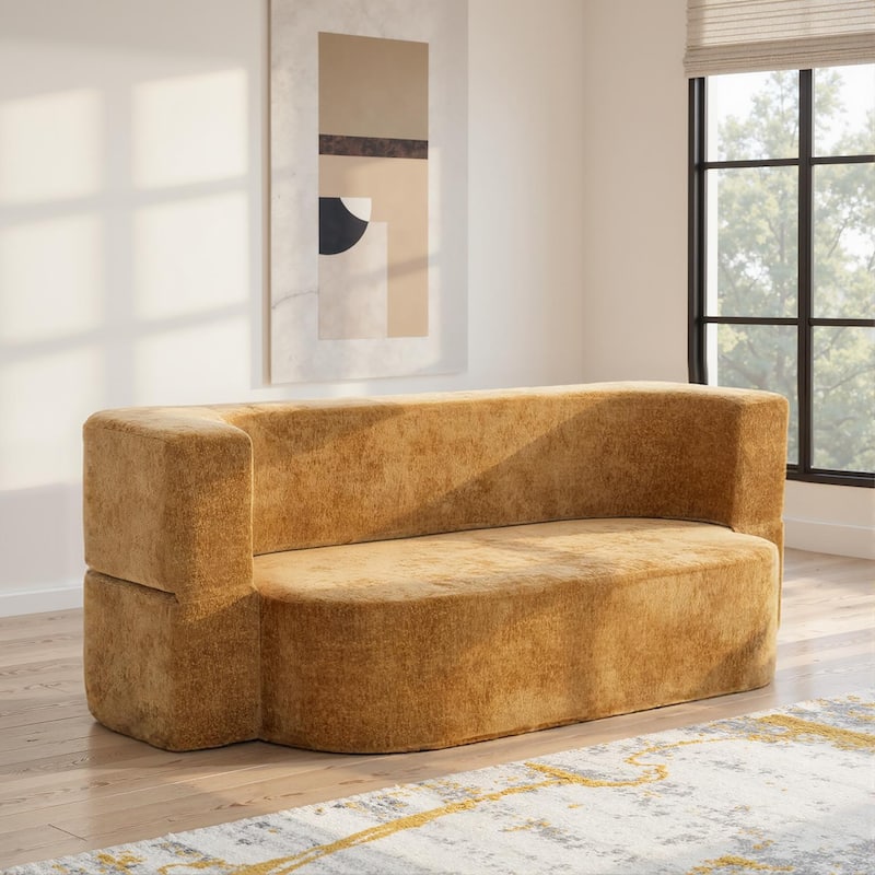 79" boneless loveseat Convertible Folding Sofa Bed, Twin Sleeper Sofa with Pillow, Modern Chenille Couch for Living Room