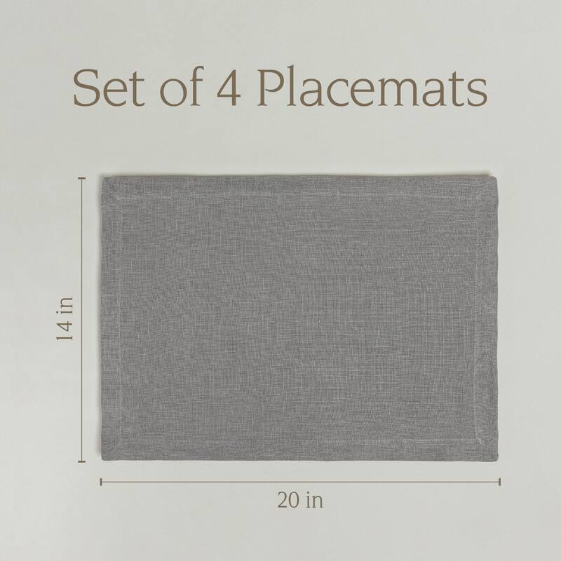 over&back 100% Linen Woven Placemats - Machine Washable - Set of 4