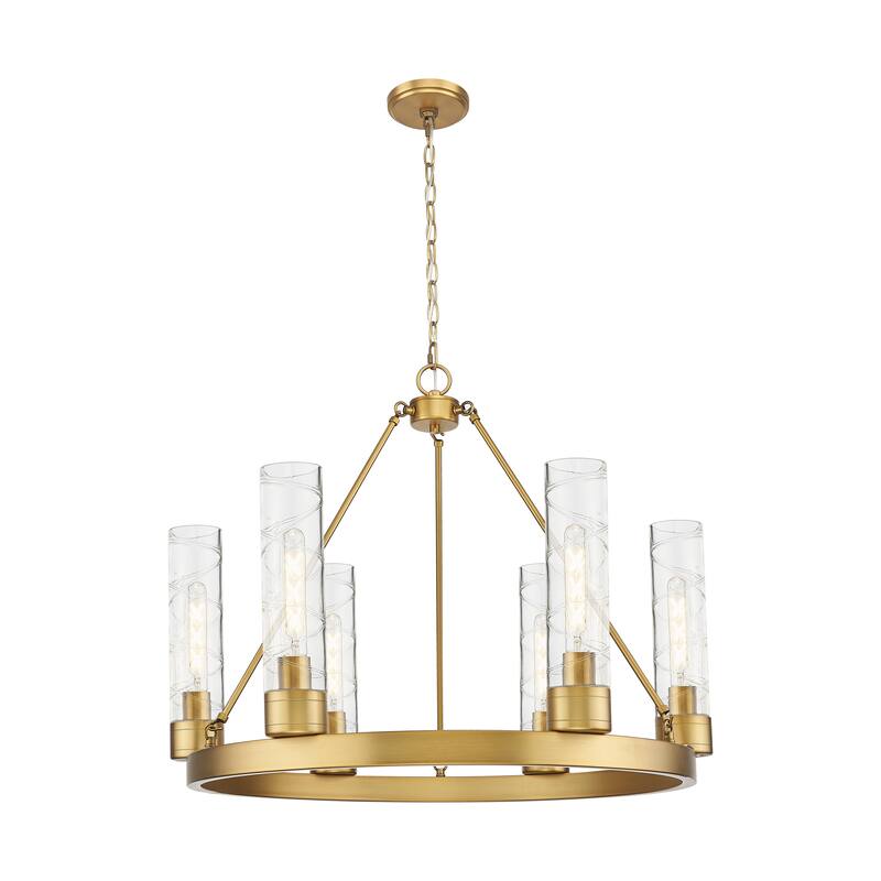 Innovations Lighting Downtown Urban - Boreas - 6 Light 29" Chandelier with 11" Shades - Deco Swirl/Brushed Brass