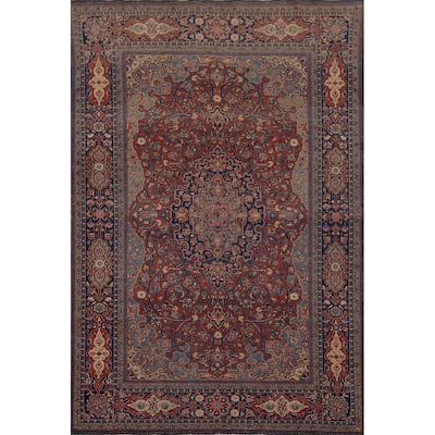 Antique Kashan Mohtasham Persian Rug Handmade Wool Carpet - 4'3" x 6'6"