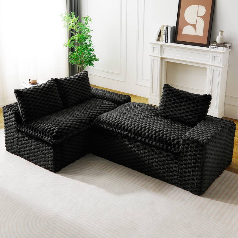 L-Shaped Sleeper Sectional Sofa Convertible Straight Sofa, Loveseat and Chaise Lounge Set for Living Room