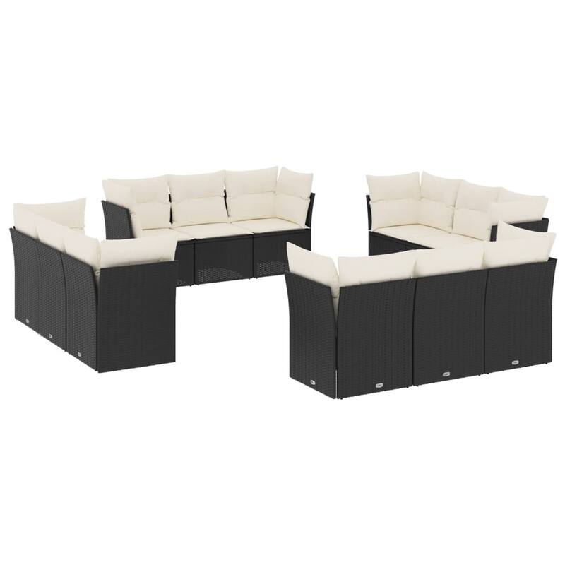 vidaXL Garden Sofa Set Black PE rattan Large Modular Garden Sofa Set - 24.4 x 24.4 x 27.2