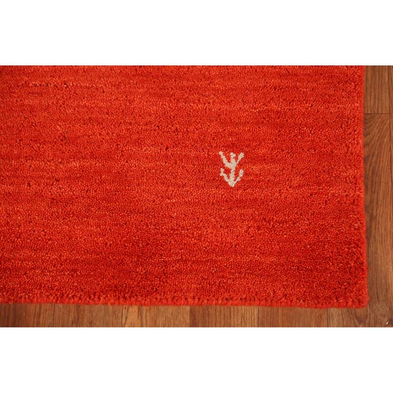Hand Knotted Oriental 100% Wool Carpet Tribal Animal Pictorial Oranges & Rust Gabbeh Area Rug - 5' 9'' X 3' 11''