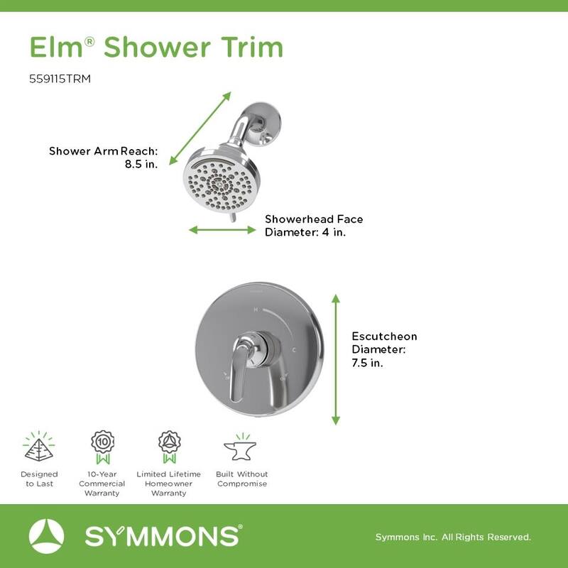 Symmons 559115TRM Elm Shower Only Trim Package with 1.5 GPM Multi