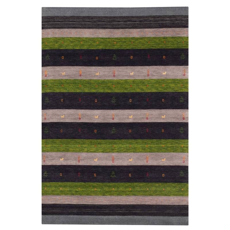 ECARPETGALLERY Hand Loomed Kashkuli Gabbeh Navy Wool Rug - 6'9 x 9'9
