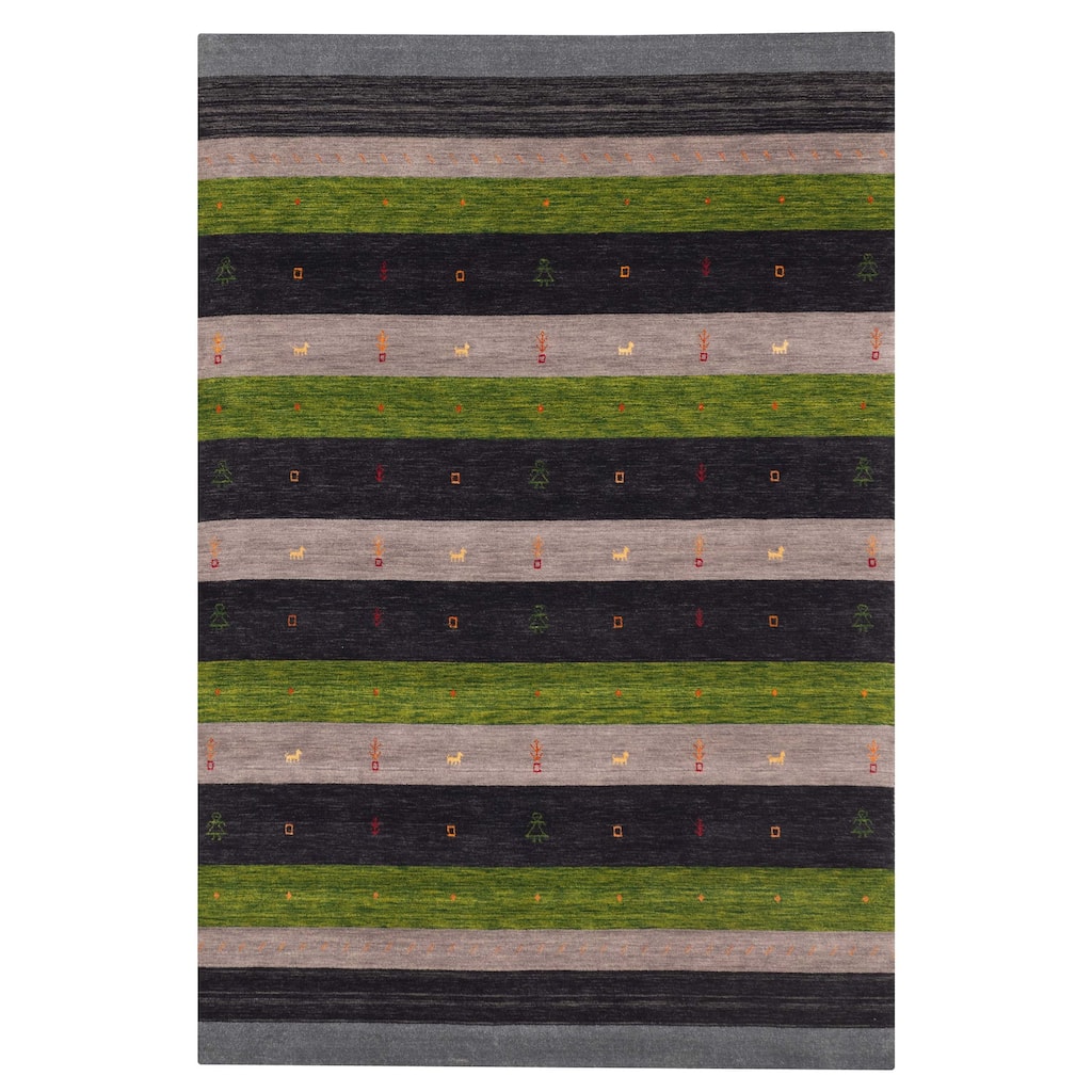 ECARPETGALLERY Hand Loomed Kashkuli Gabbeh Navy Wool Rug - 6'9 x 9'9
