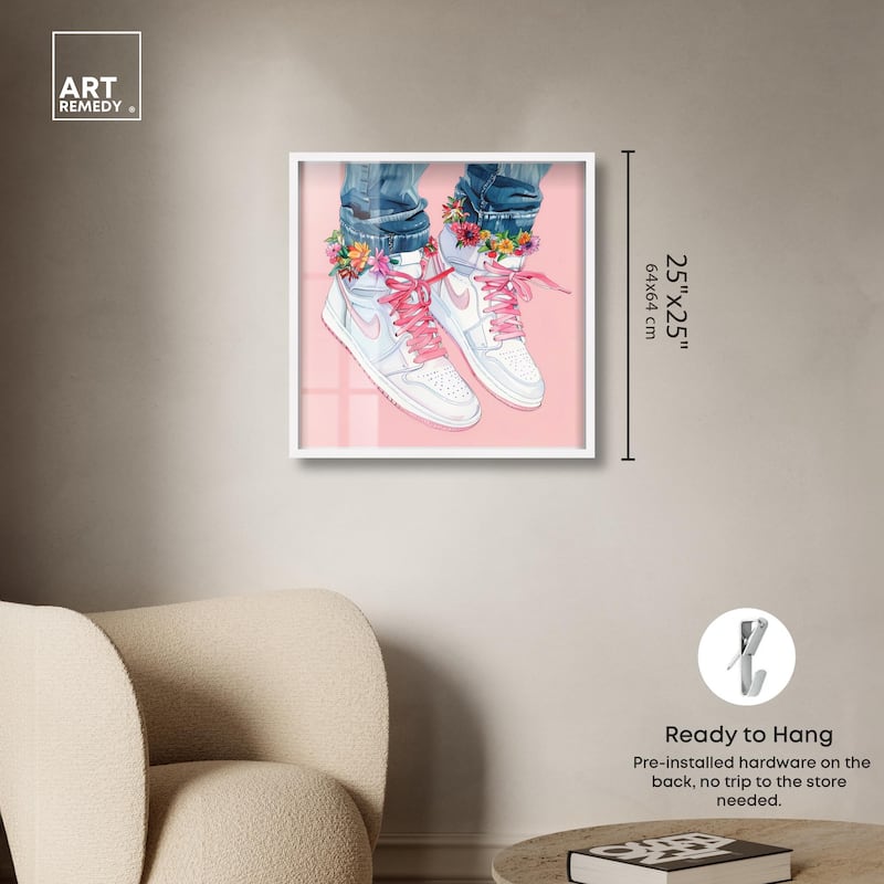 Blush Floral Bloom Sneakers Shadowbox by Art Remedy