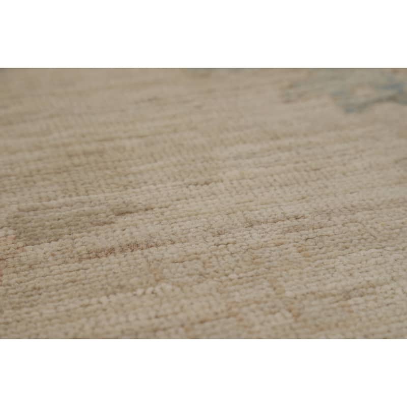 Vegetable Dye Floral Oushak Turkish Large Rug Hand-Knotted Wool Carpet - 9'10"x 14'0"