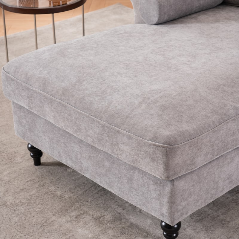 Anmytek Oversized Chenille Chaise Lounge Sofa Bed - Wide Seat Lazy Sleeper Reading Armchair