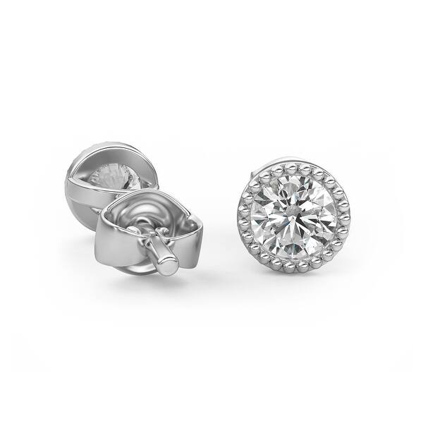 2.00Ct Round Diamond Bezel Setting Stud Earring in 18K White Gold Over 2.00Ct Round Diamond Bezel Setting Stud Earring in 18K White Gold Over