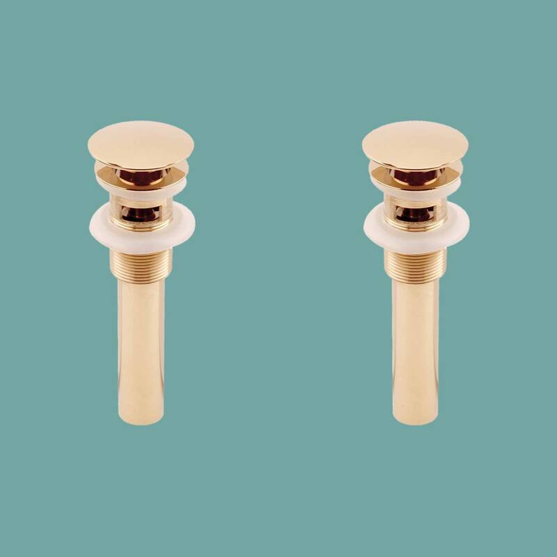 Brass Polished 2 Pop-up Sink Drain With Overflow PVD Pack of 2 Renovators Supply - N/A