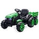preview thumbnail 18 of 26, Kids Ride On Tractor with Trailer, 12V Battery Powered Electric Kids Car Vehicle Toys - 61.8x27.8x23.6in Green