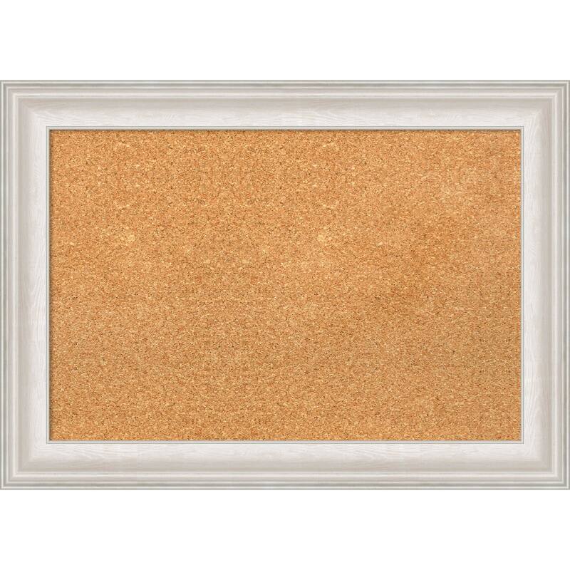 Trio Framed Cork Bulletin Memo Board - 28-Inch x 20-Inch - Trio White Wash Silver