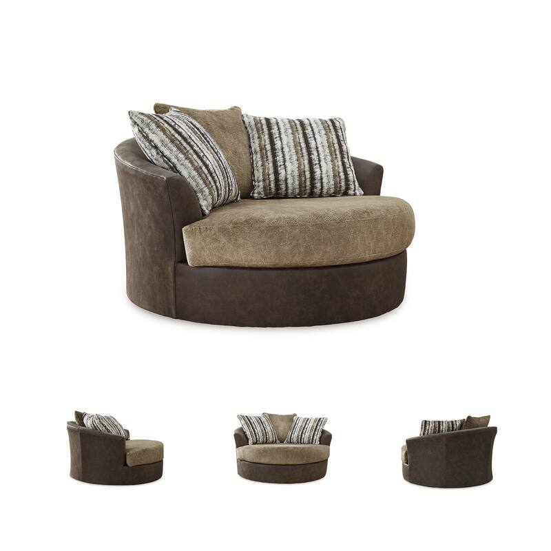 Signature Design by Ashley Alesbury Chocolate Oversized Swivel Accent Chair - 57"W x 56"D x 40"H