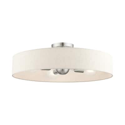 Livex Lighting 4-light Brushed Nickel Semi Flush Mount, 46038-91 - 22" DIA X 7" H