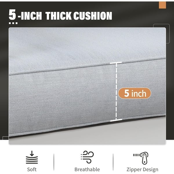 dimension image slide 2 of 6, Royalcraft 4-Piece All-Aluminum Patio Set with 5" Cushions & 3.2" Widened Armrest, Seats 5, 250 lbs - 4-Piece Sets