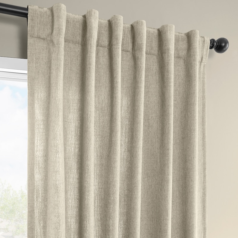 Exclusive Fabrics Basic Faux Linen Curtain Pair - 2 Panels - Light Filtering Window Curtains