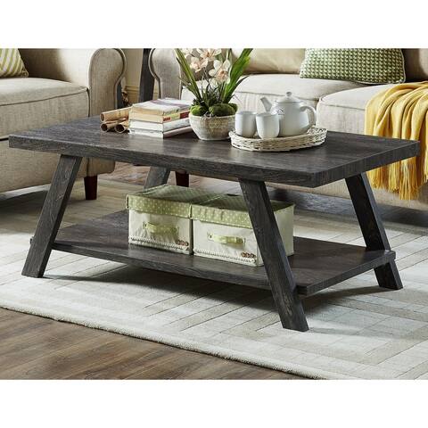 Roundhill Furniture The Gray Barn Cedar Ridge Contemporary Replicated Wood Shelf Coffee Table