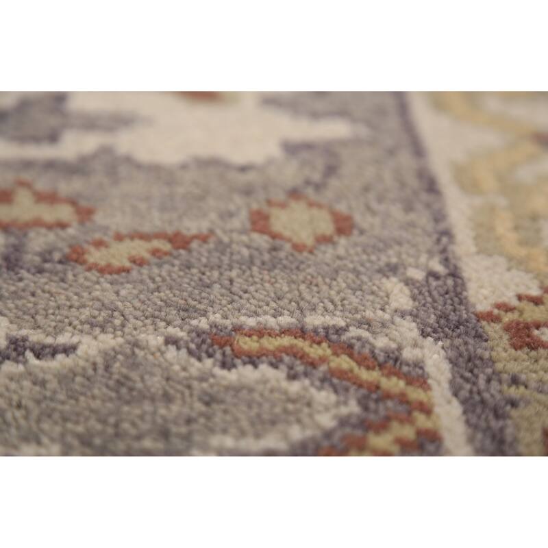 Gray & Ivory Oushak Indian Runner Rug Hand-Knotted Wool Carpet - 2'9"x 9'11"