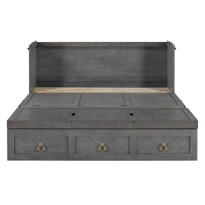Space-Saving Murphy Bed with USB & Large Drawer